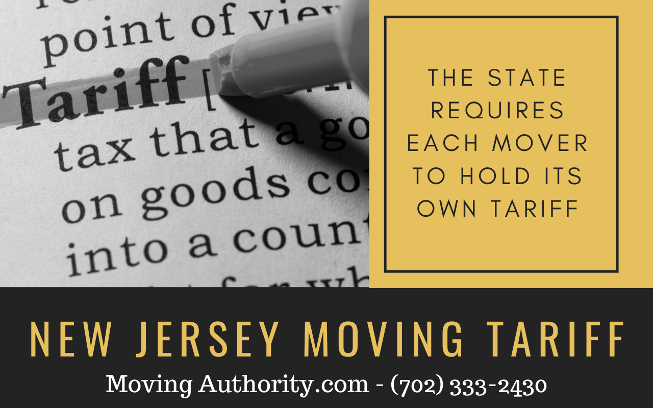 New Jersey Moving Company Tariffs $699.95